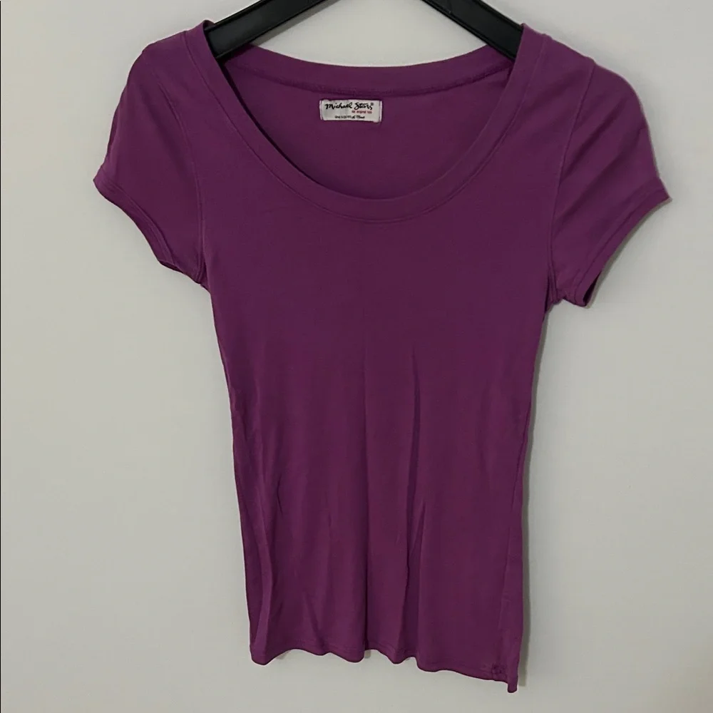 Michael Stars Purple Short Sleeve Tee - Picture 1 of 2
